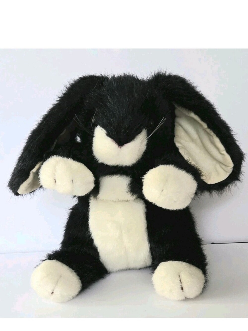 VINTAGE TY CLASSIC DOMINO, BLACK AND WHITE PLUSH BUNNY RABBIT 15" STUFFED ANIMAL